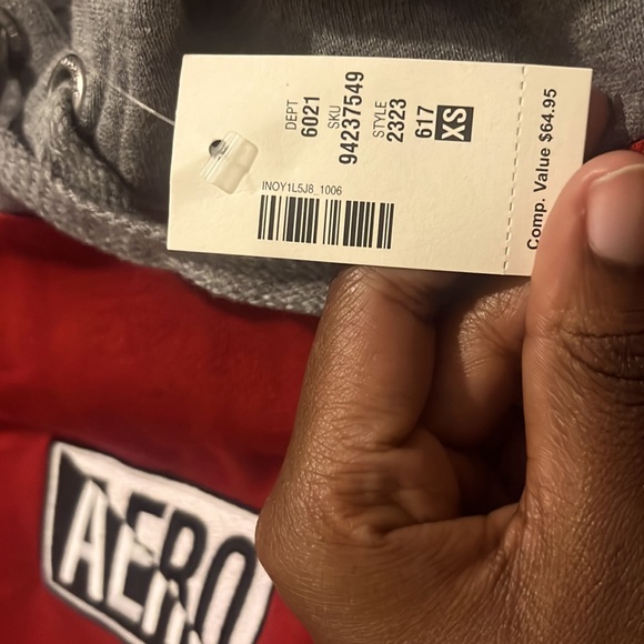 Aero Box Logo Colorblocked Pullover Hoodie. Cerise Red - Picture 5 of 5